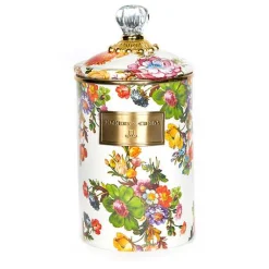 White Flower Market Large Canister