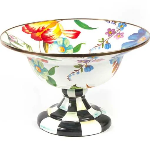 White Flower Market Large Compote