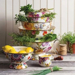 White Flower Market Large Colander