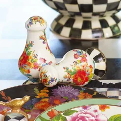 White Flower Market Large Salt  Pepper Shakers