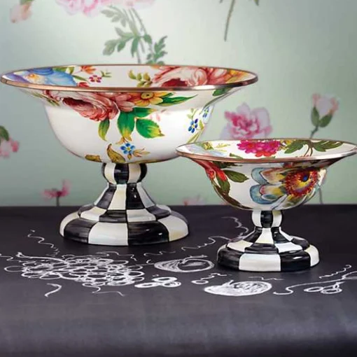 White Flower Market Large Compote