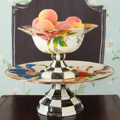 White Flower Market Large Pedestal Platter