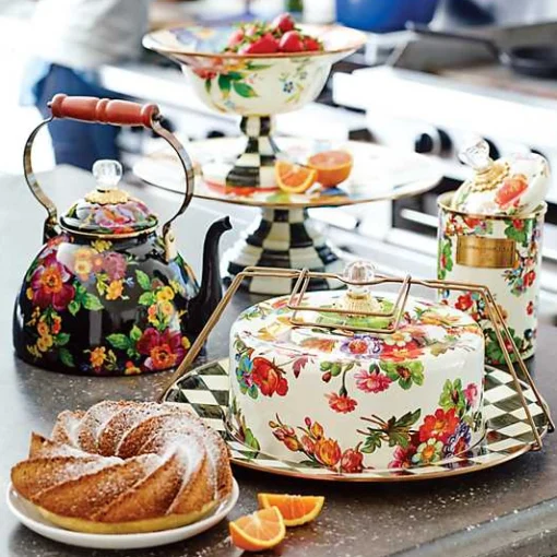 White Flower Market Large Compote