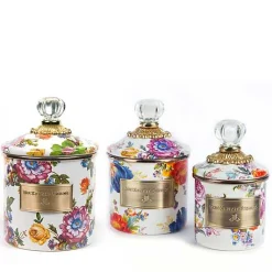 White Flower Market Little Canisters, Set of 3