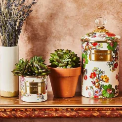 White Flower Market Mini Canister