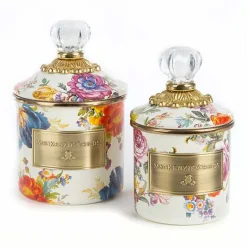 White Flower Market Mini Canister