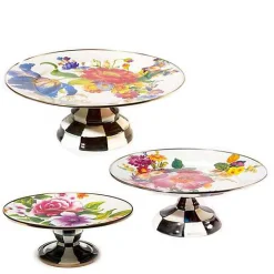 White Flower Market Pedestal Platters, Set of 3