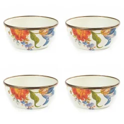 White Flower Market Pinch Bowls, Set of 4