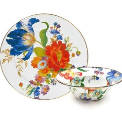 White Flower Market Serving Platter  Bowl Set