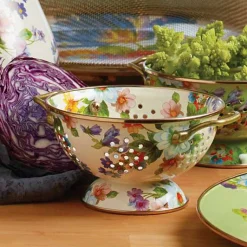 White Flower Market Small Colander