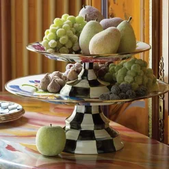 White Flower Market Small Pedestal Platter
