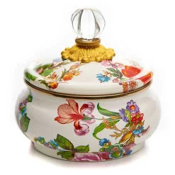 White Flower Market Squashed Pot
