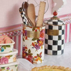 White Flower Market Utensil Holder