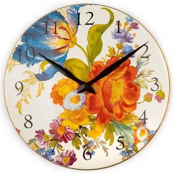 White Flower Market Wall Clock