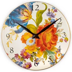 White Flower Market Wall Clock