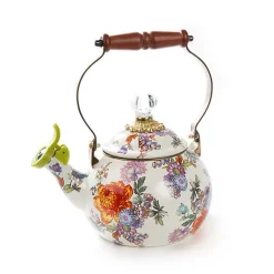White Flower Market Whistling Tea Kettle