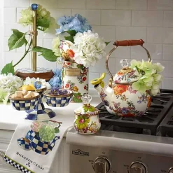 White Flower Market Whistling Tea Kettle