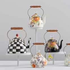 White Flower Market Whistling Tea Kettle