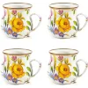 White Flower Market White Mugs, Set of 4