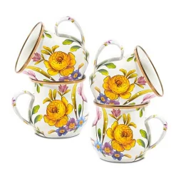 White Flower Market White Mugs, Set of 4