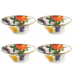 White Flower Market White Breakfast Bowls, Set of 4