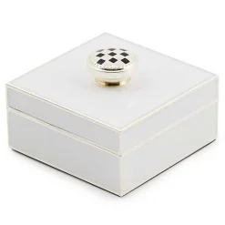 White Silver Plated Trinket Box with Check Knob