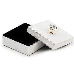 White Silver Plated Trinket Box with Check Knob