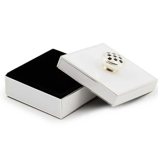White Silver Plated Trinket Box with Check Knob